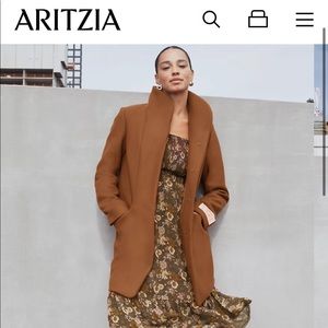 Aritzia women cocoon coat in Cigar colour.